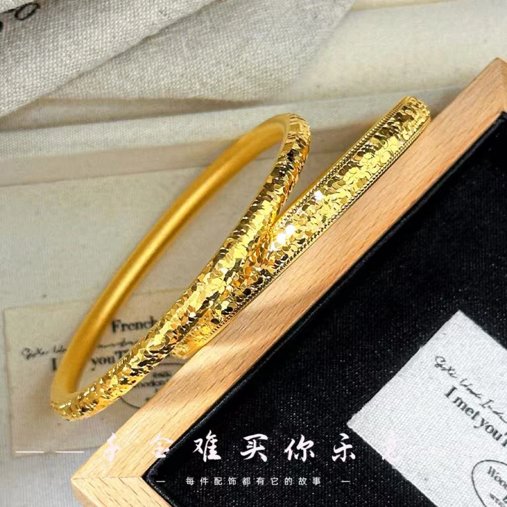 铜合金手镯 LEYI/乐意 新款轻奢爆闪碎冰冰手镯素圈手环