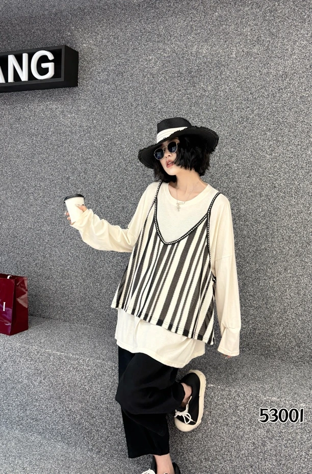【Am】东大门同款大码女装韩系大宝贝真两件大码上衣53001
