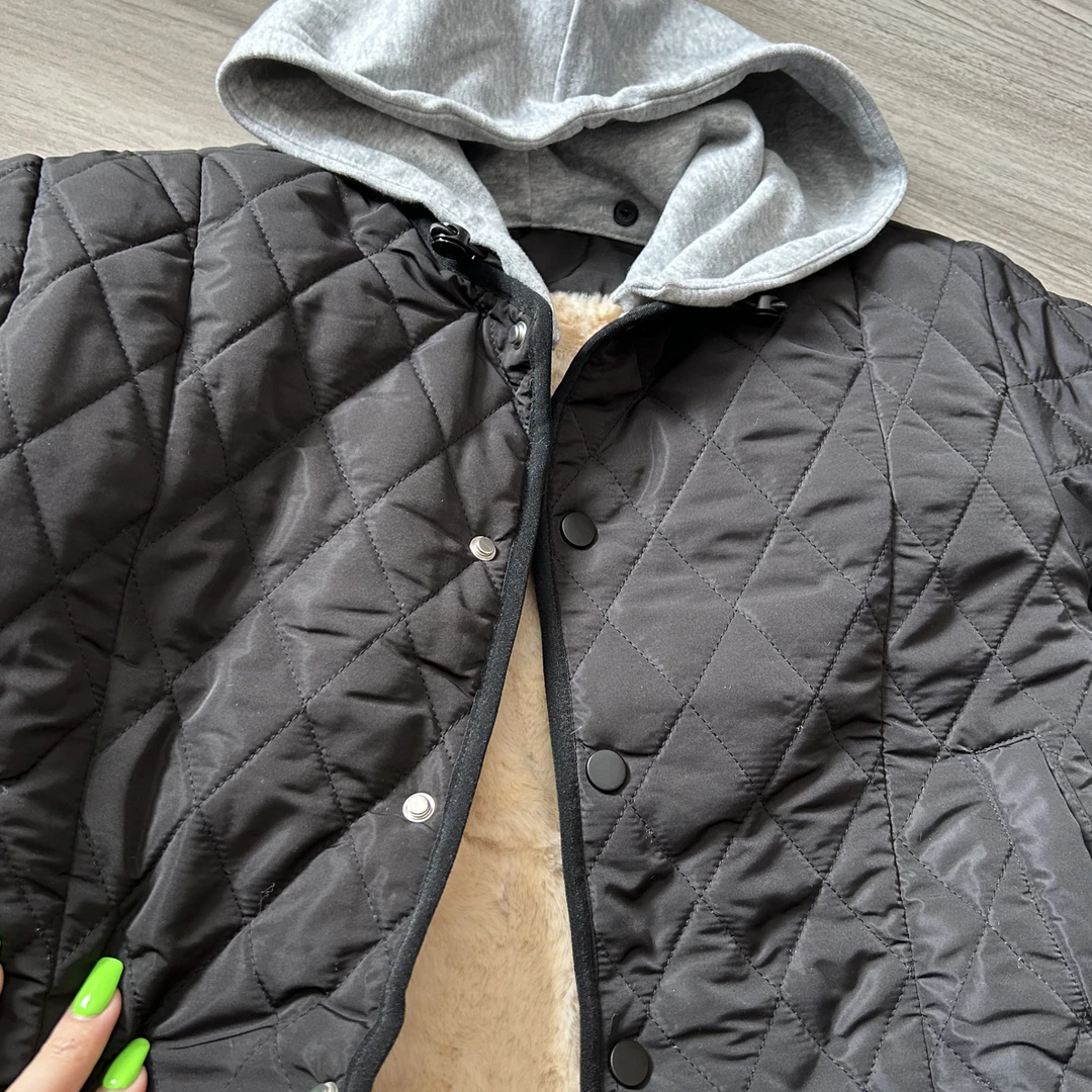 童装纯色常规款翻领格子棉服男女通用休闲风