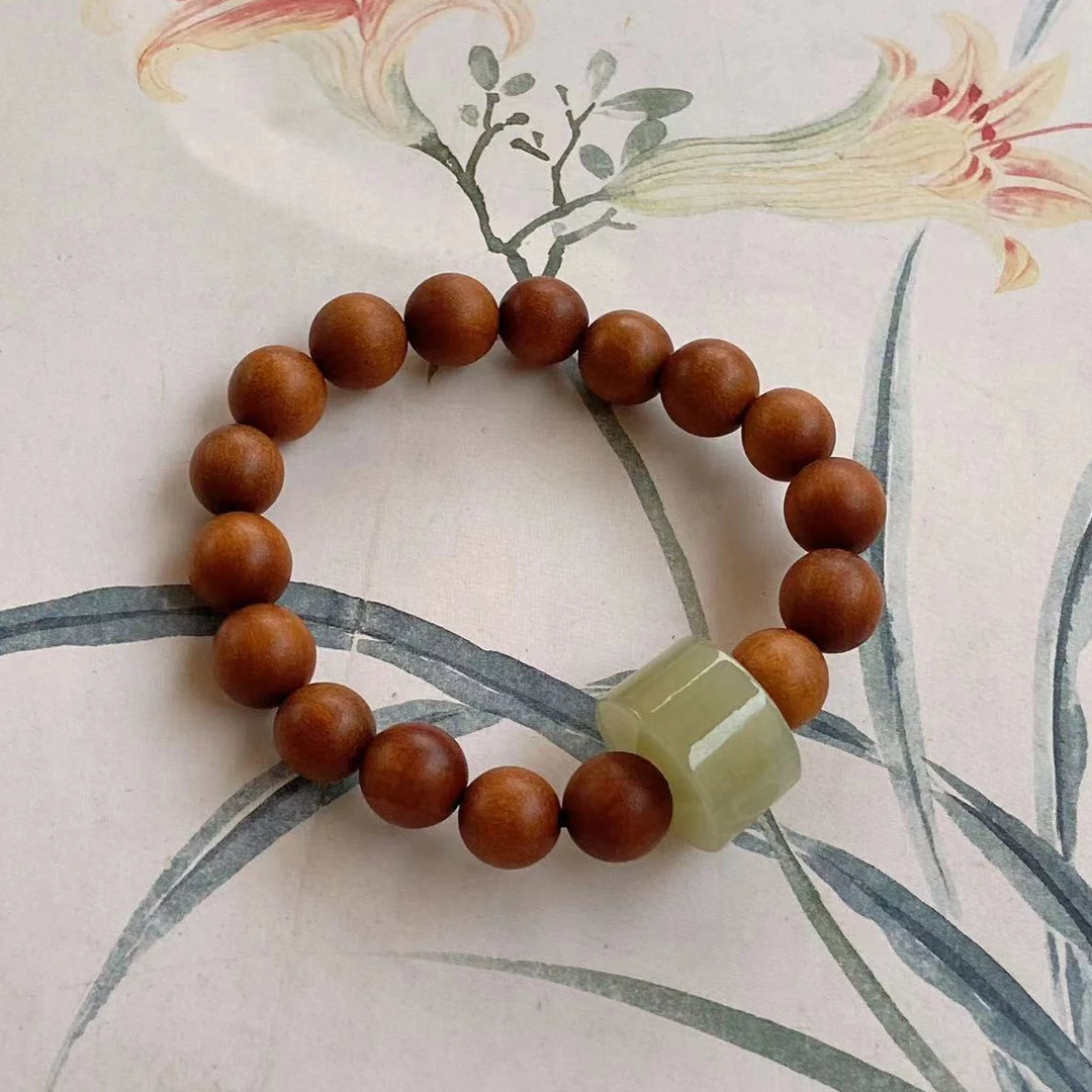 CA367 和田玉老山檀桶珠手串多样性发货一个