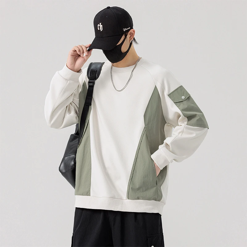 U11studios大码男装春秋拼接时尚潮流情侣款卫衣