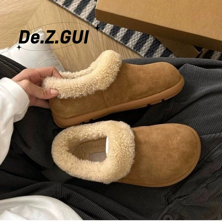 复古厚底全包绒面加绒博肯雪地靴女2025新款冬季休闲百搭软底棉鞋