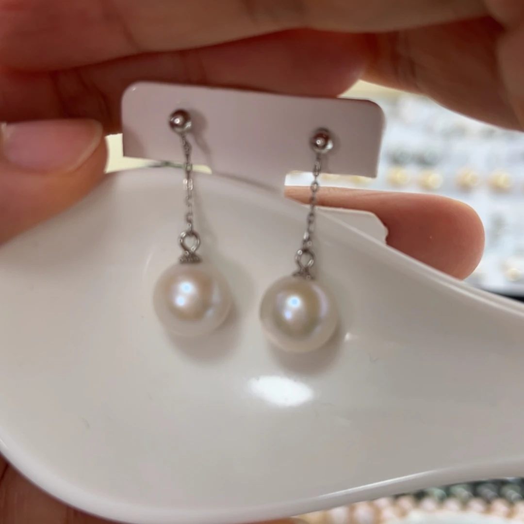 【闪购商品】淡水珍珠耳饰银S925镶嵌10-11mm