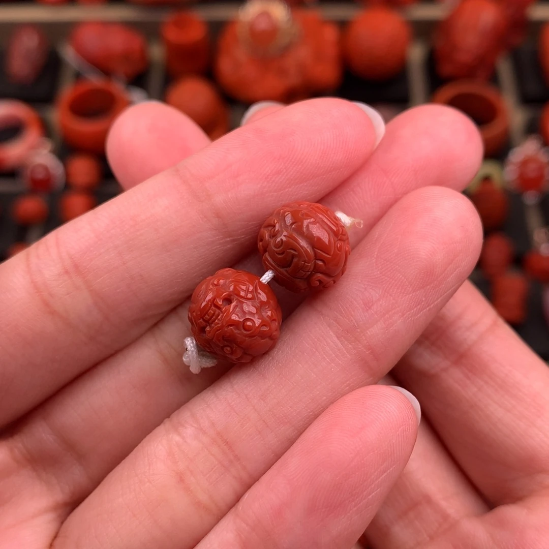 南红玛瑙未镶嵌貔貅圆珠10+