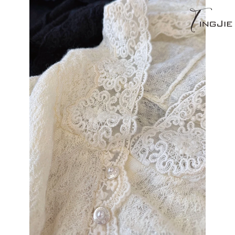 【百搭连帽打底】白色法式镂空长袖设计感气质网红小众打底衫B2412