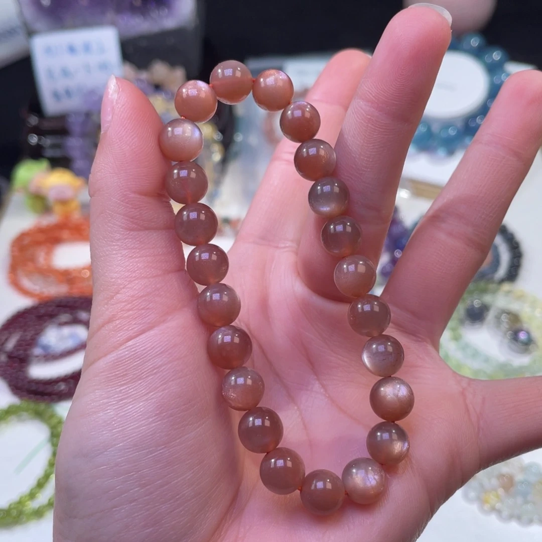 未镶嵌手链水晶强光橙日光石8+