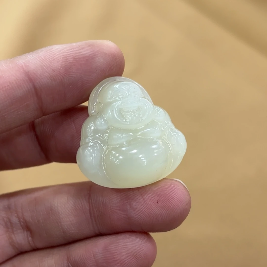 颈饰未镶嵌和田玉佛公卡30尺寸冰料