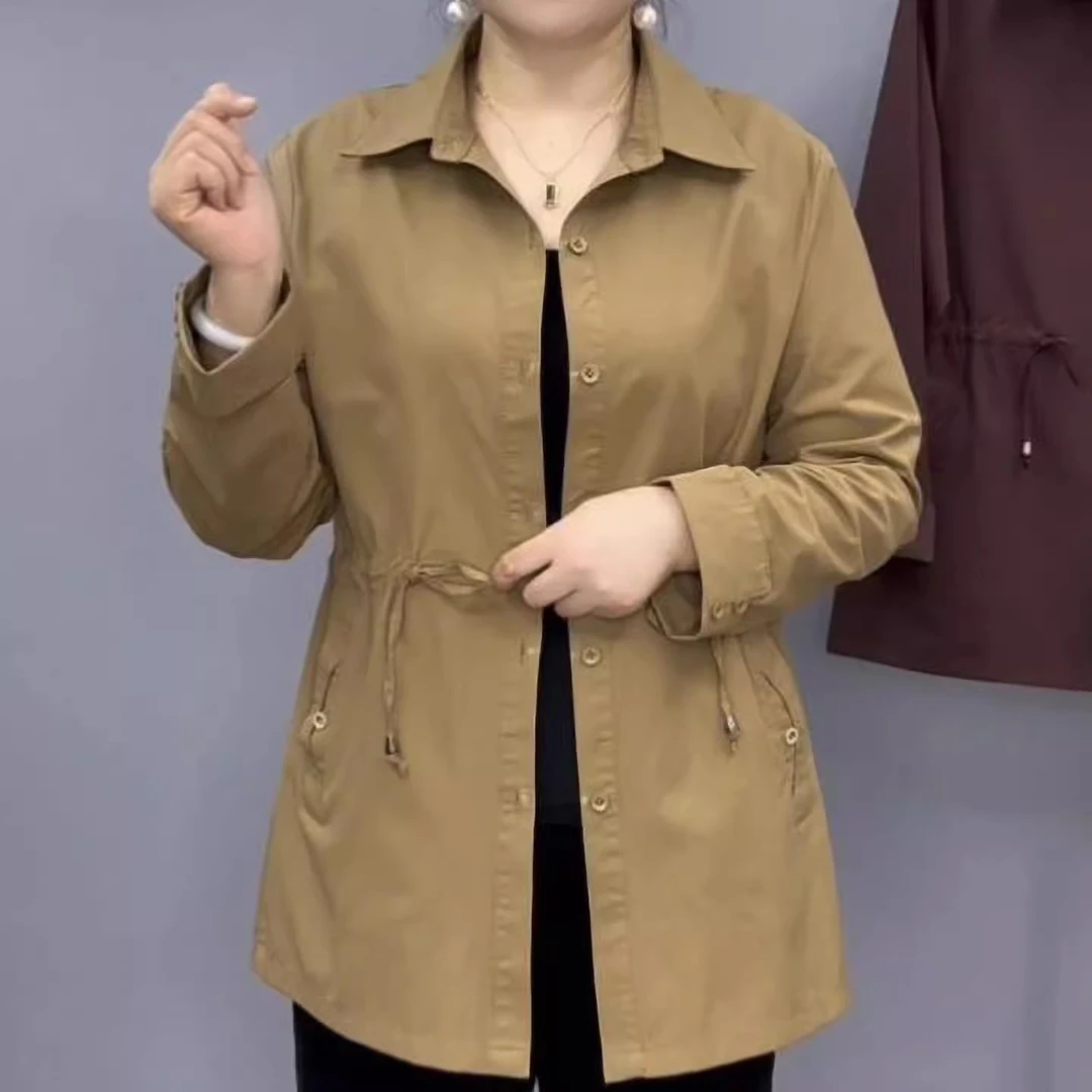 春秋新款时尚洋气高端大气中长款妈妈装宽松百搭大码风衣长袖外套