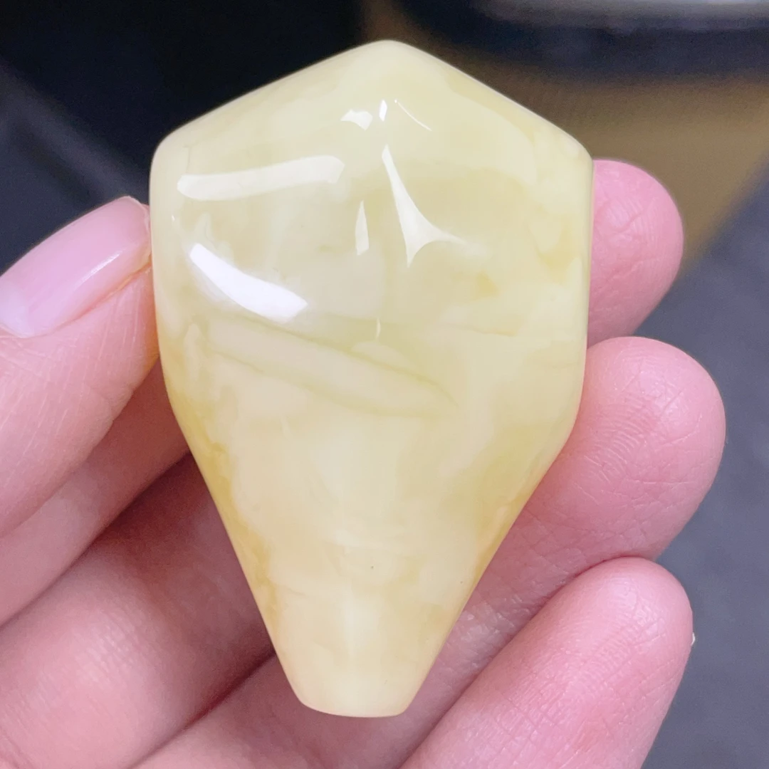 白花蜜白花蜡鲨鱼背蜜蜡大三通44×29×25