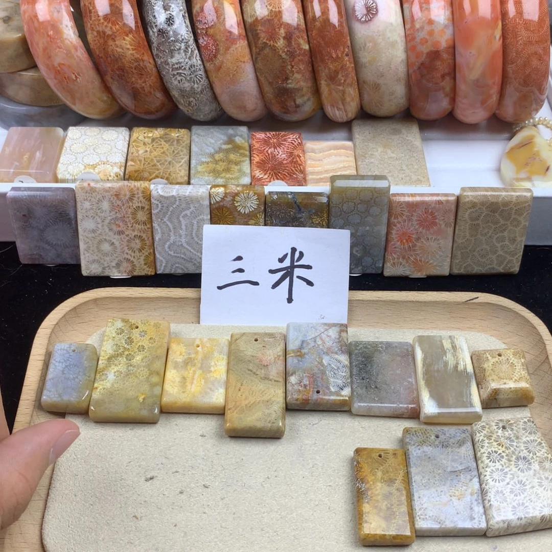 锦***鲤硅化珊瑚（珊瑚玉）未镶嵌颈饰