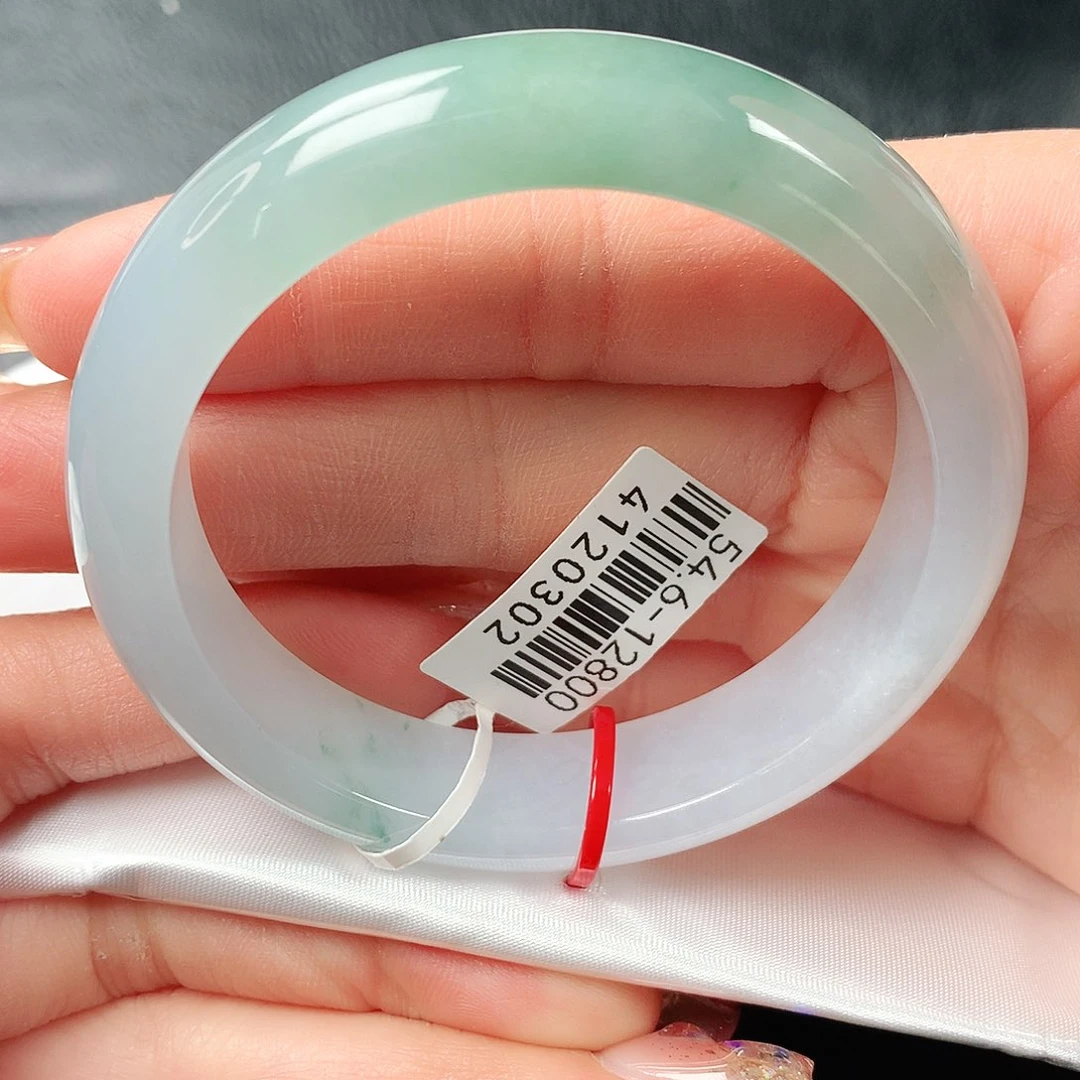 翡翠手镯未镶嵌冰胶半山水正圈54圈口 19号