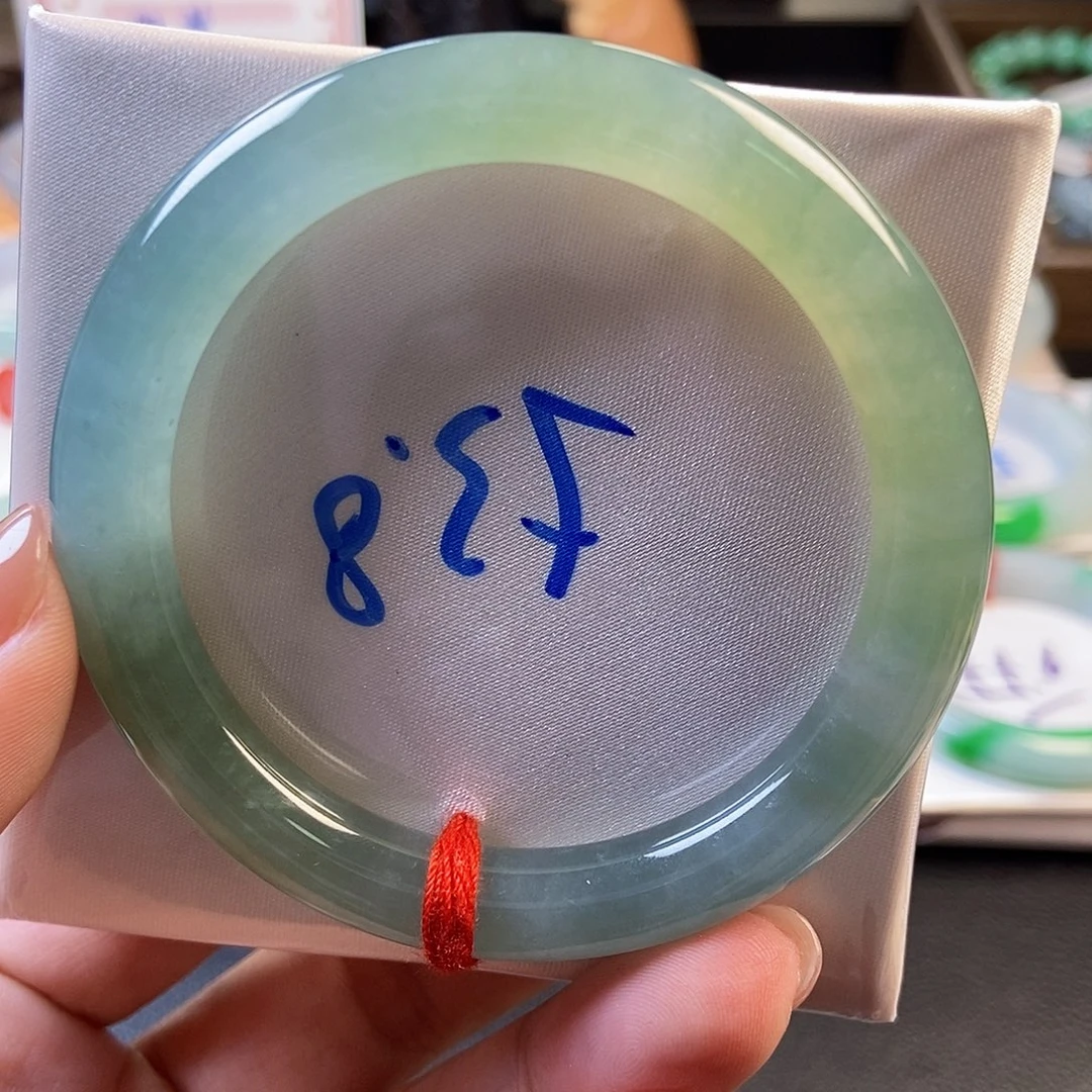 翡翠未镶嵌手镯21冰浓晴绿圆条