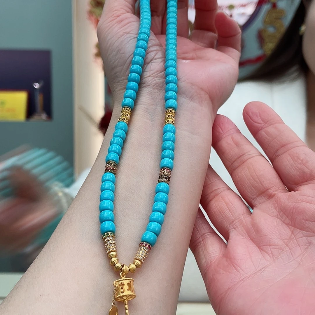 绿松石颈饰18K金镶嵌