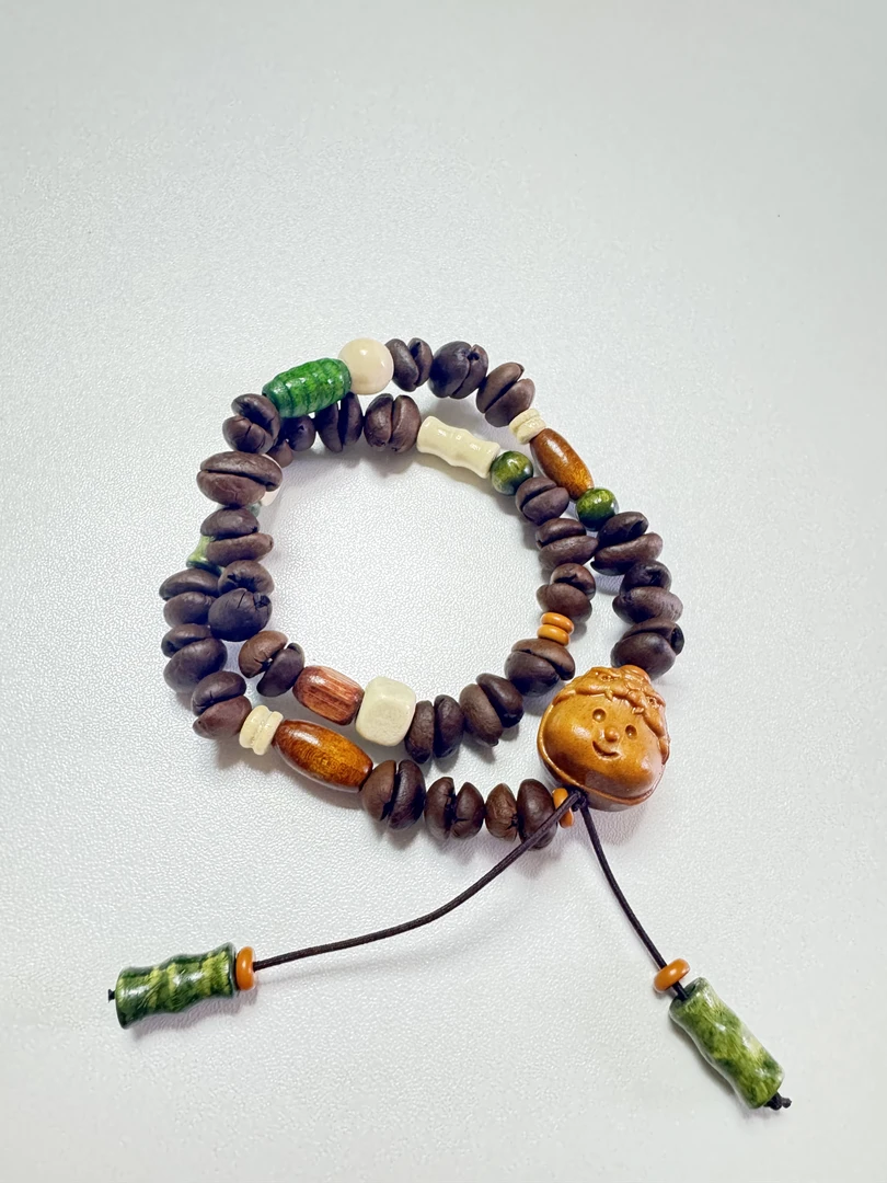 非金属木质手链 柒柒时尚咖啡豆民族风复古手串串珠饰品百搭彩色