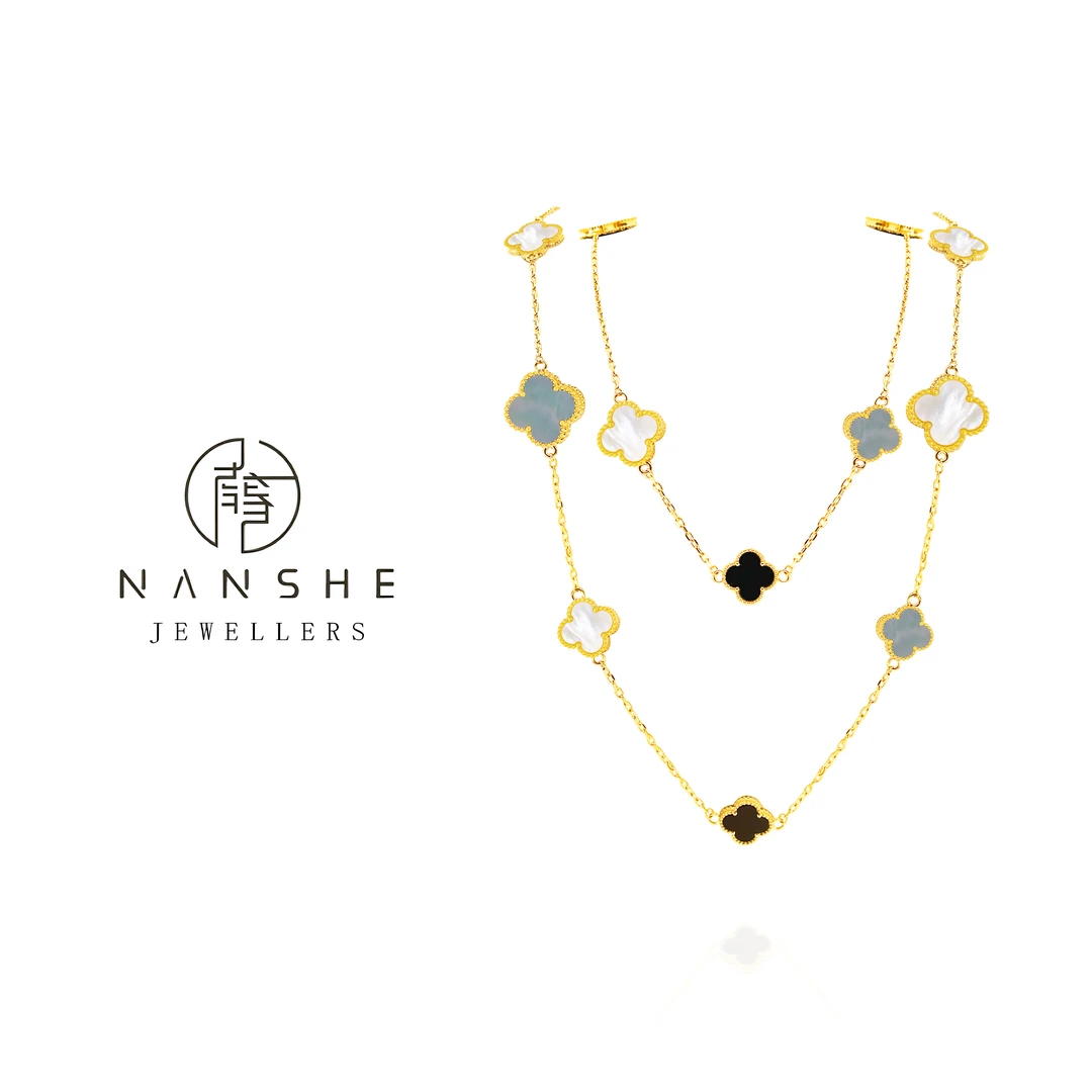 NANSHE/南奢 好运富贵双层叠戴轻奢四叶草项链L1524