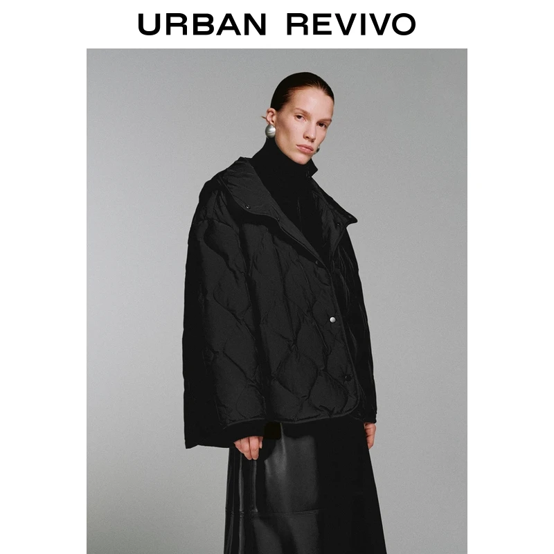 UR2025冬季新款女装休闲绗缝超宽松连帽羽绒服UWM150101