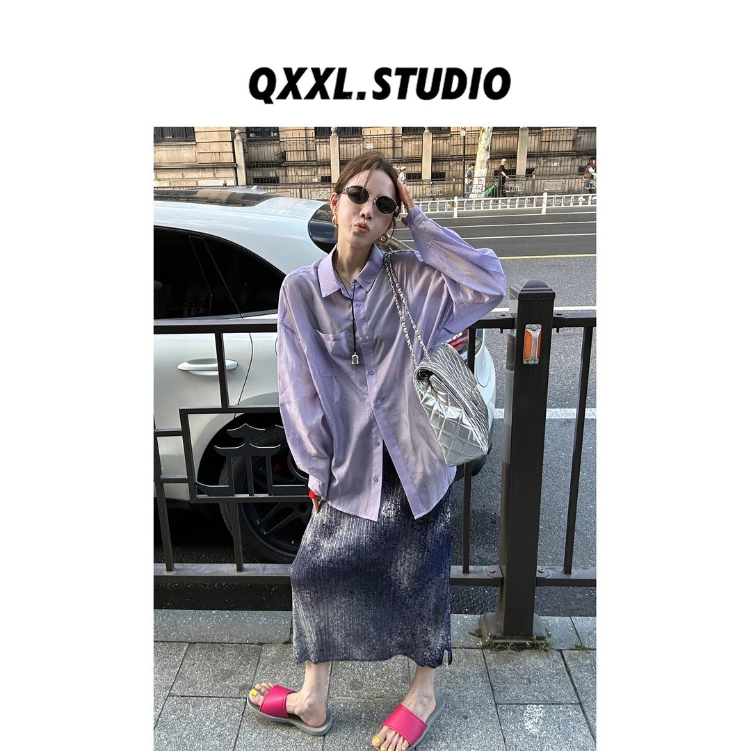 邱小小丽呀 夏款纯色薄款衬衣开衫 百搭宽松休闲上衣外套女