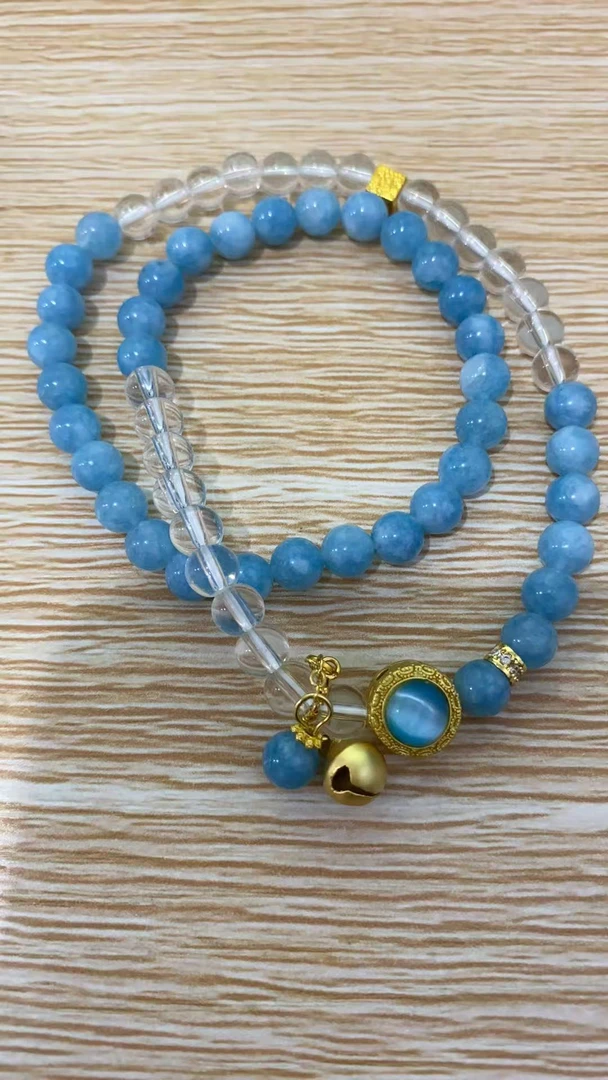 S1040-海蓝琉璃双圈手串