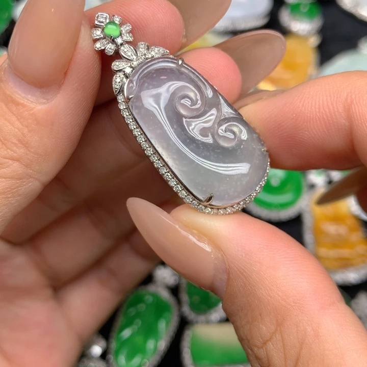 翡翠18K金镶嵌吊坠(不含链)