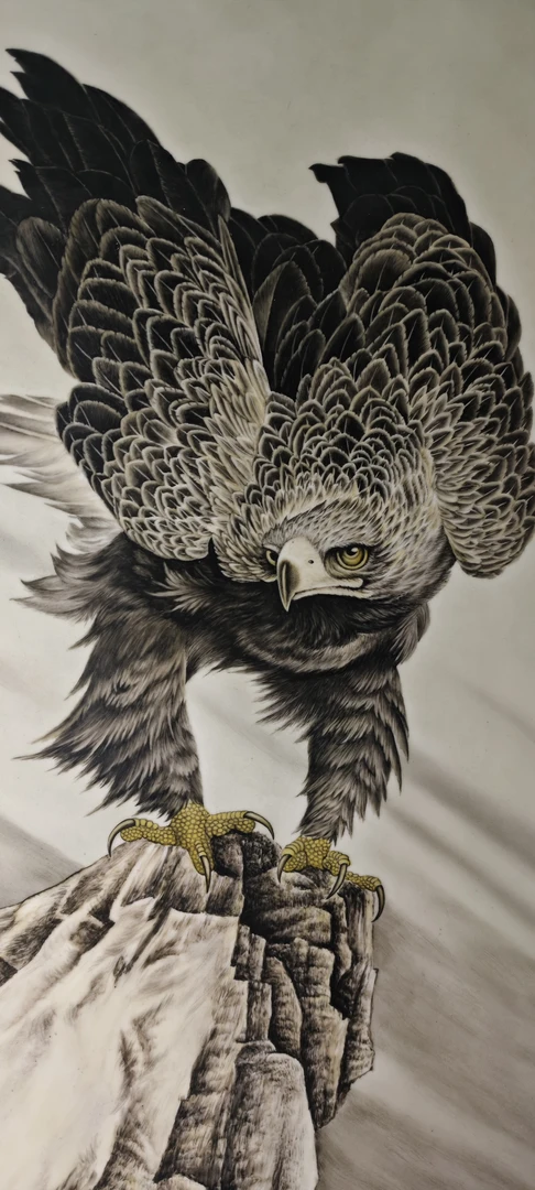 【忠意堂】手绘大展鸿图瓷板画鹰陶瓷阅兵