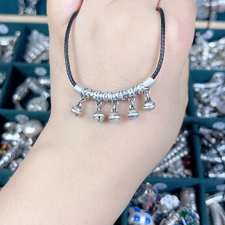 珐琅足银足银999六字真言弯管