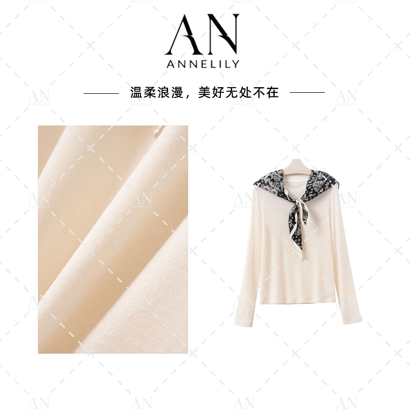 ANNELILY安琪琪【小晨】秋季新款打底衫（送丝巾！！！）AC2509006