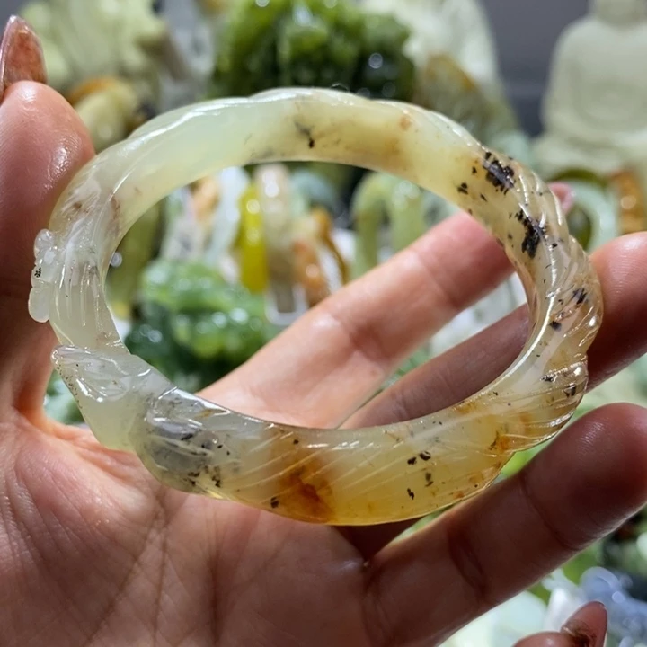 岫玉未镶嵌岫玉手镯56圈口