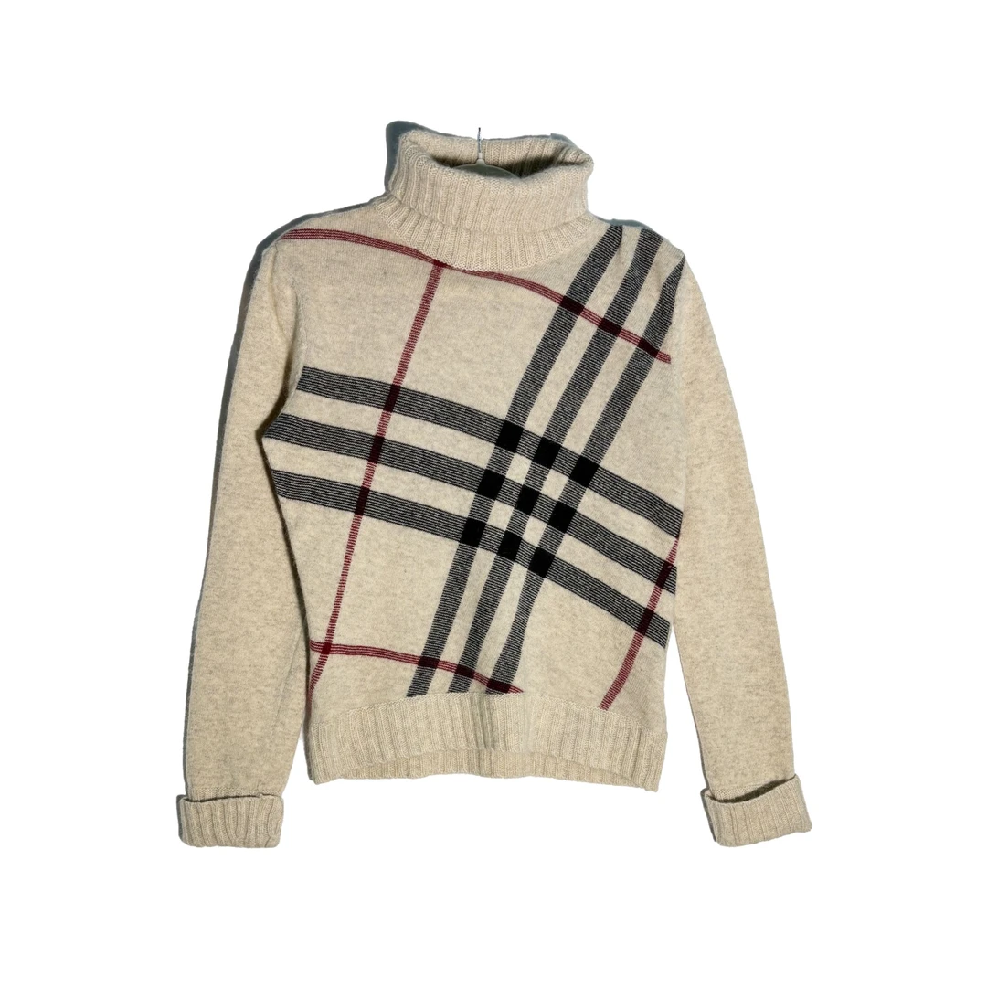 95新 BURBERRY/博柏利 巴宝莉高领格纹针织毛衣/fy1800