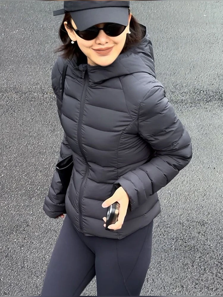 韩系时尚运动风潮流百搭连帽黑色外套女2025秋季新款宽松百搭上衣