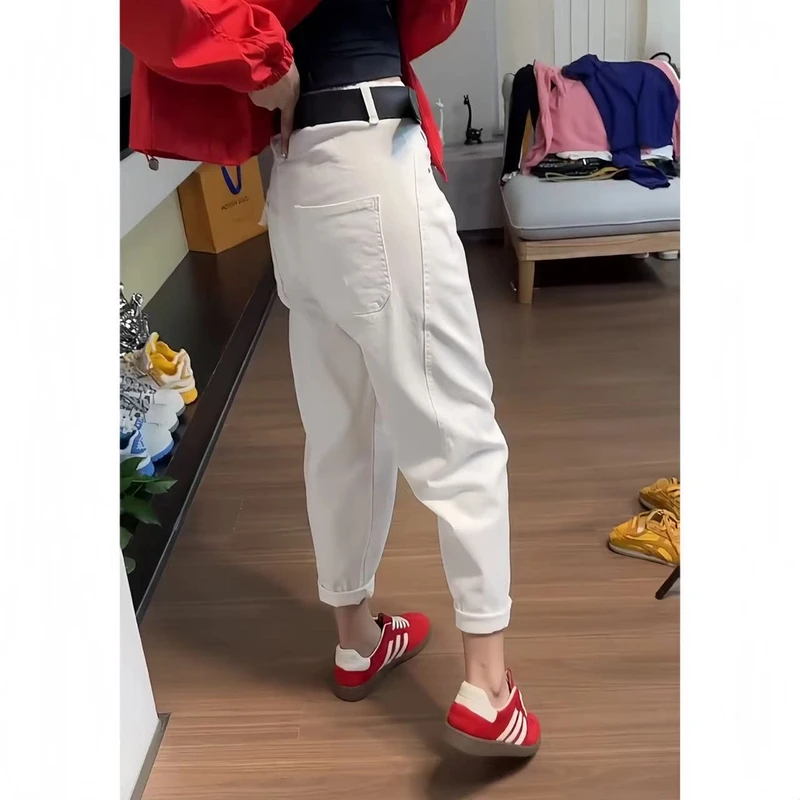 哈伦牛仔裤女夏季薄款2025新款流行爆款梨型显瘦休闲萝卜老爹裤子