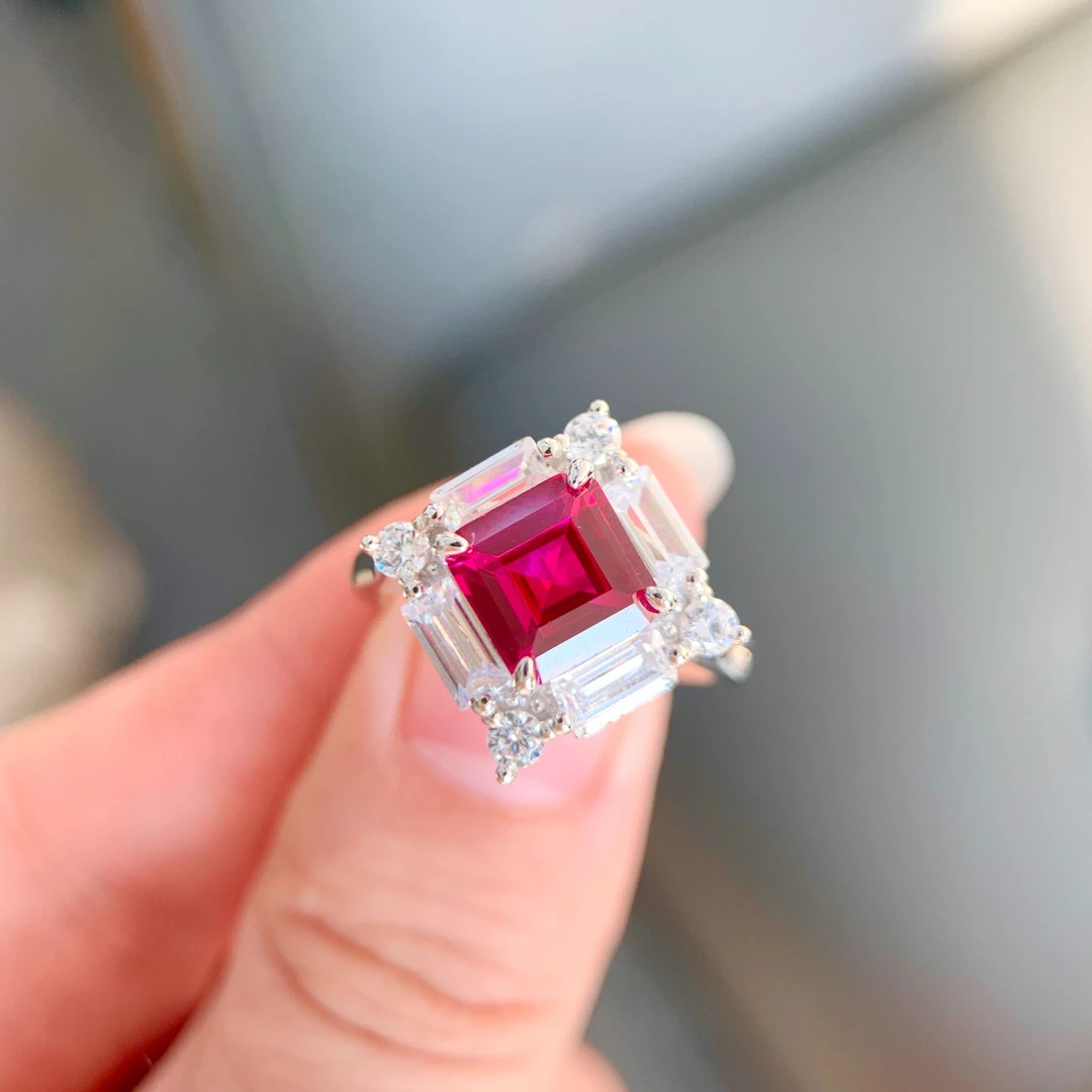 925银戒指 璀璨菱形切割戒指轻奢小众几何棱角设计高级感百搭女戒