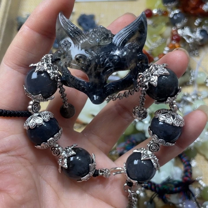 蛇纹石玉合金颈饰