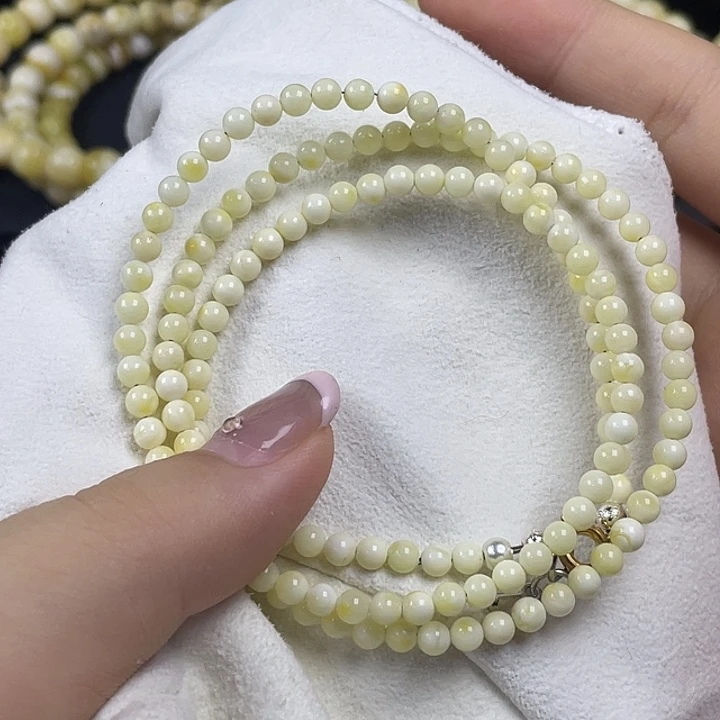 琥珀未镶嵌珠宝奇石瓷白多圈叠戴神器