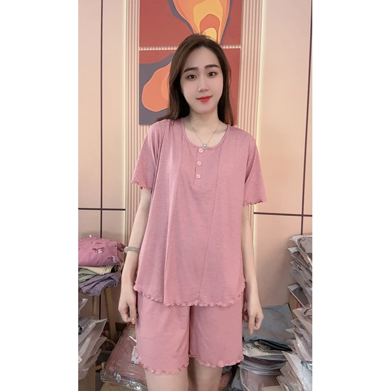 睡衣女夏季新款凉感奶皮短袖短裤休闲家居服套装（草莓派）