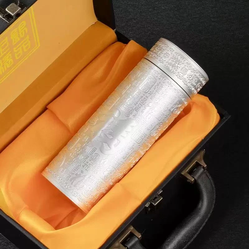 【百福款】浮雕百福杯足银999保温杯大容量商务礼品杯礼盒高档