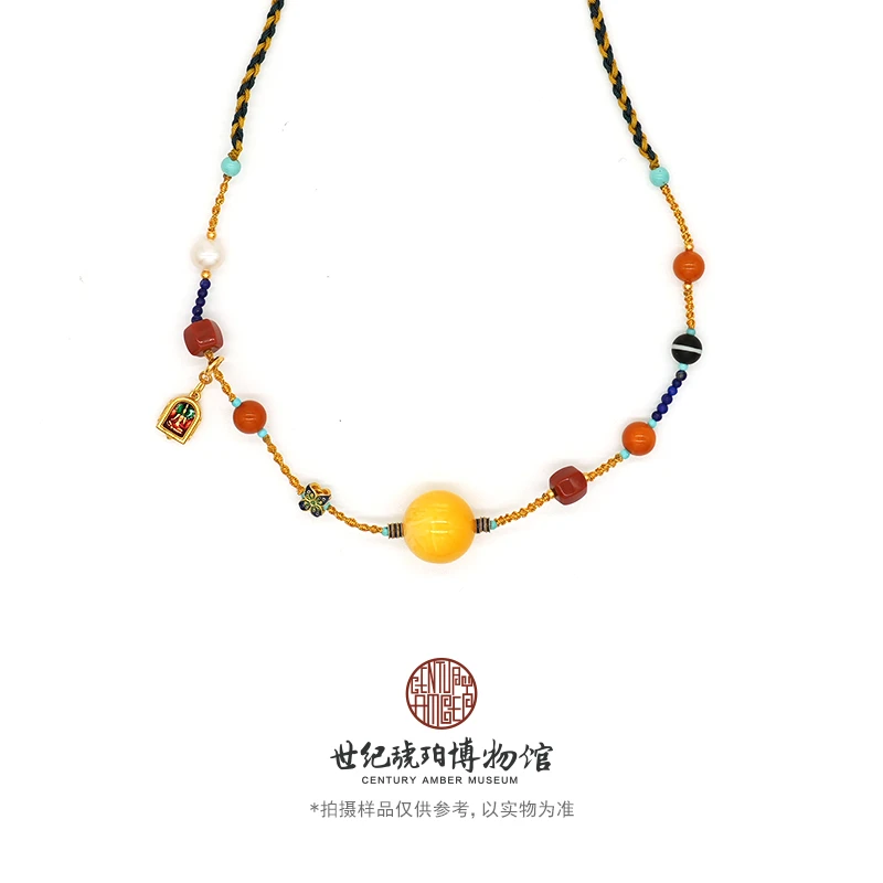 世纪琥珀博物馆蜜蜡圆珠项链-02000366