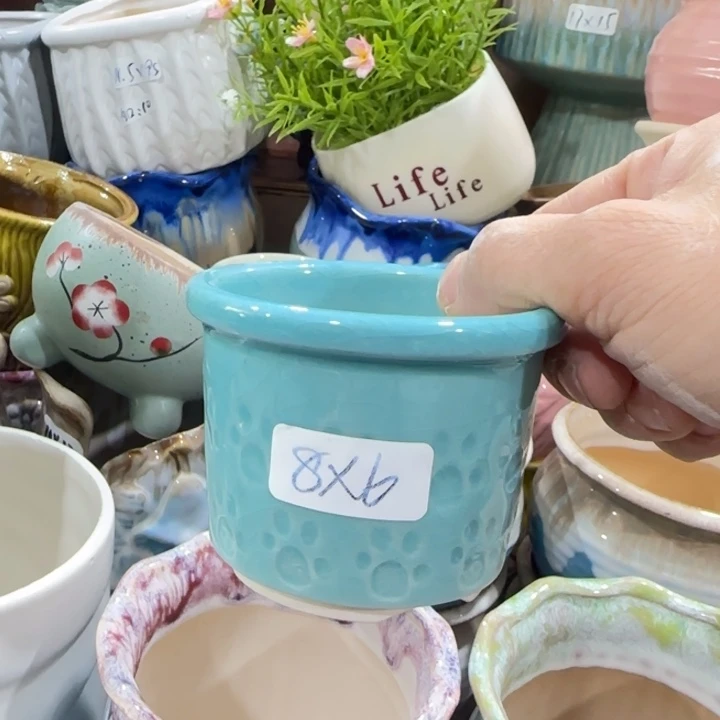 凑9块包邮，有孔，陶瓷花盆