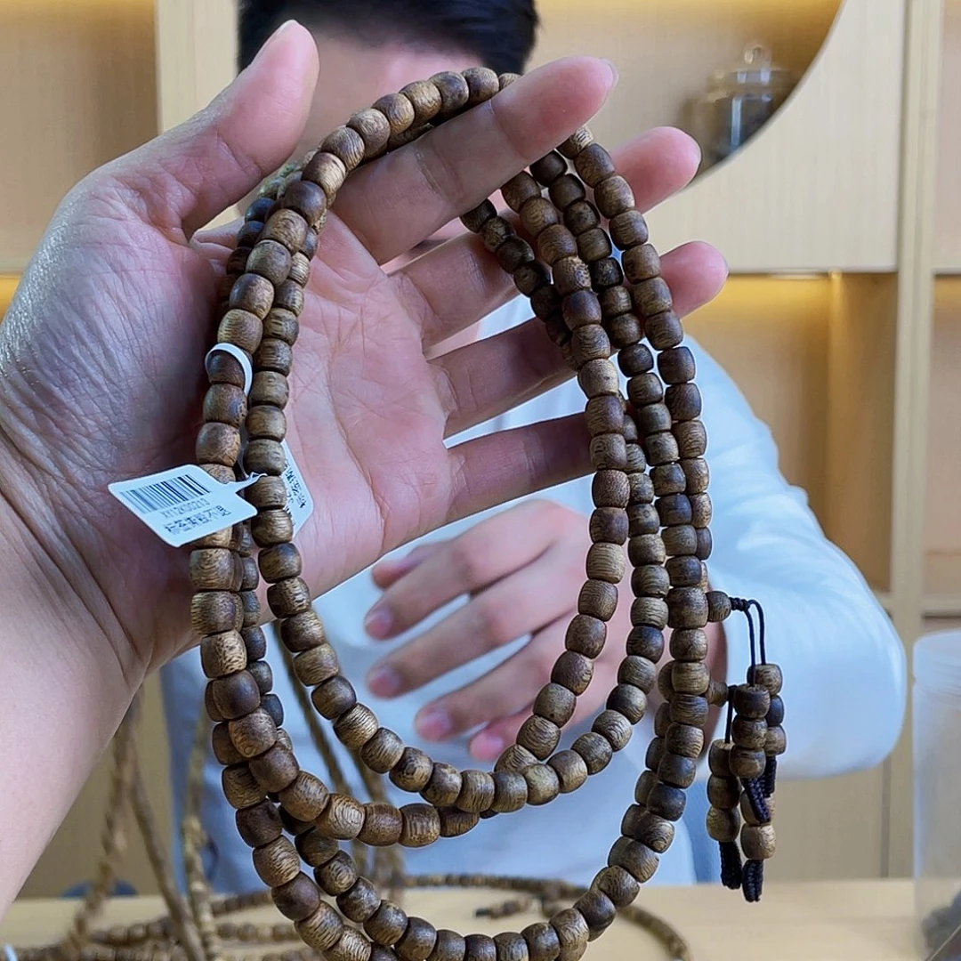 沉香碎屑沉香天然母树绿棋鼓珠长串0.7/16克多样性发一