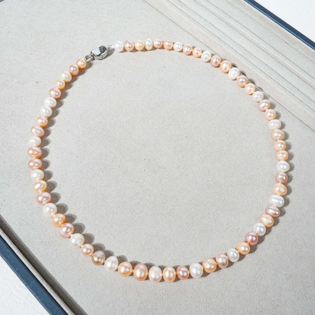 QA814-T岁暖7-9mm 无核淡水珍珠项链糖果色多样性发货45cm