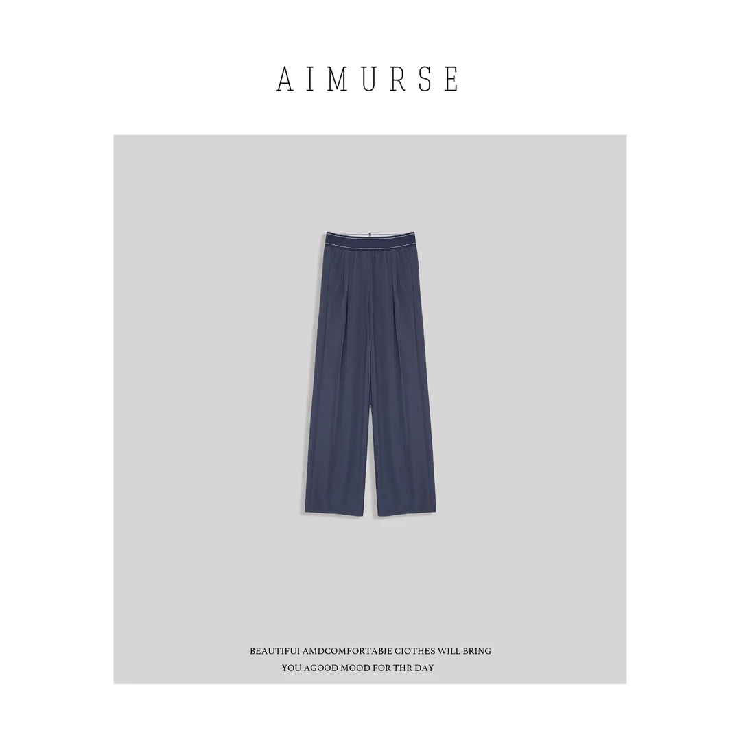AIMURSE【感知】小众设计师 高质感百搭洋气拼接腰休闲裤 AM6696