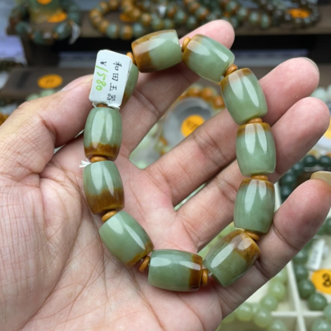 和田玉桶珠款卡14手串