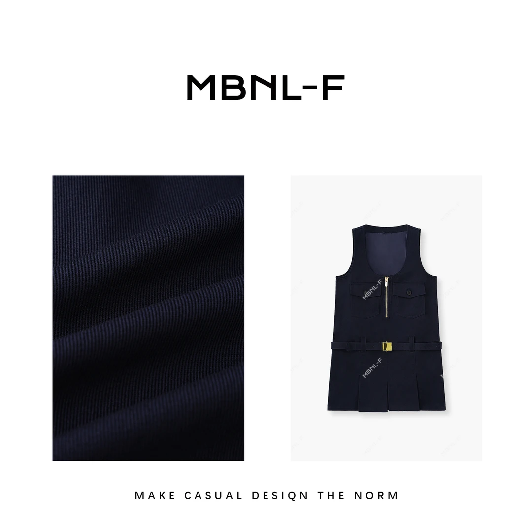 MBNL-F“科琳” 2024S/S新品 夏季百搭藏蓝色连衣裙 T秦磊XM-Q6292