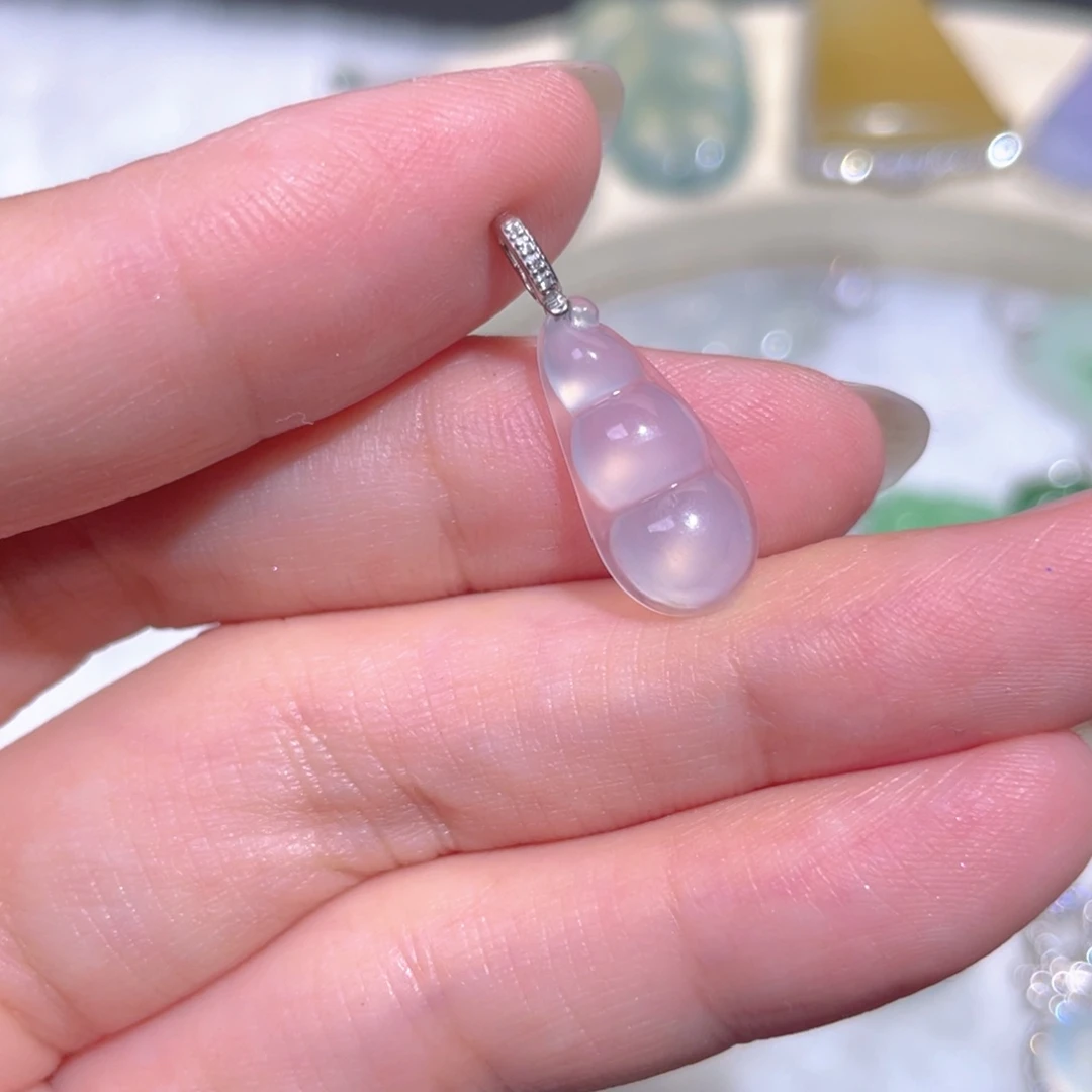 翡翠18K金镶嵌套链翡翠