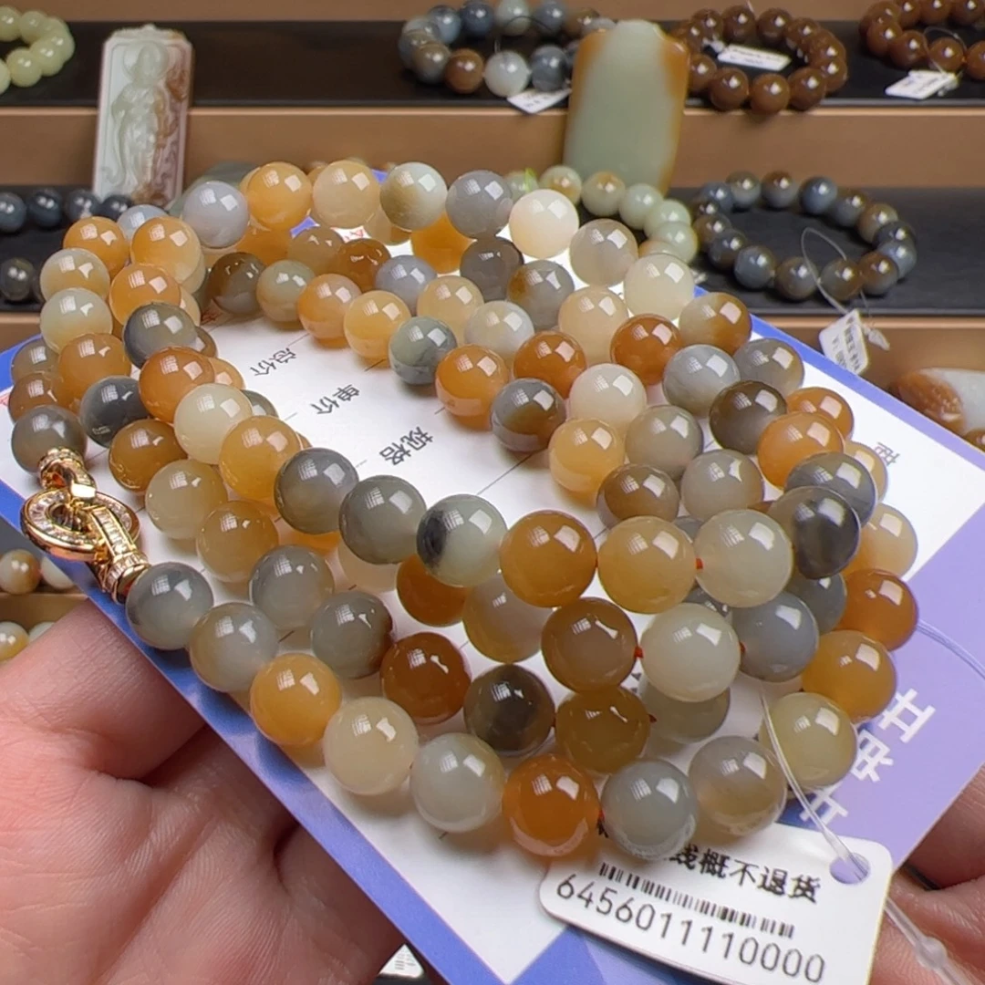 和田玉未镶嵌手链精品新疆若羌楼兰卡8 108