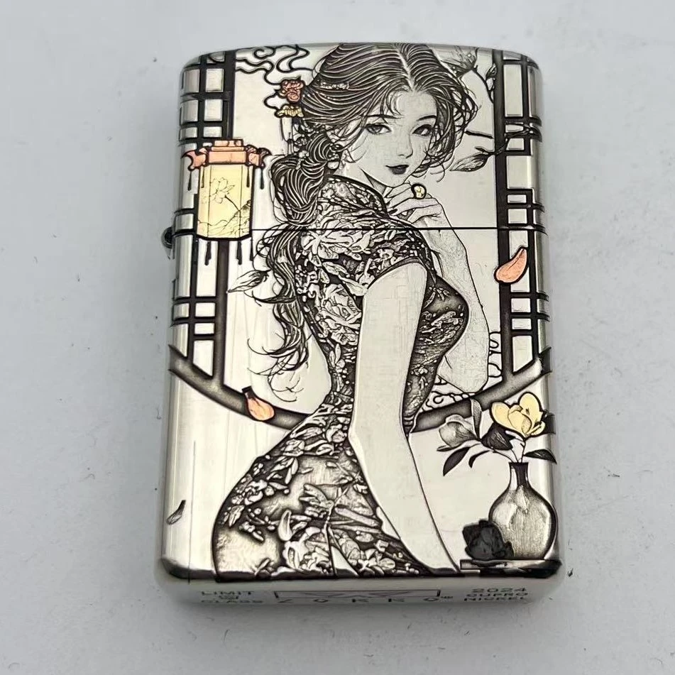 ZORRO佐罗正品窗花女902s白黄铜二代浮雕加镶嵌防风zorro佐罗铜机