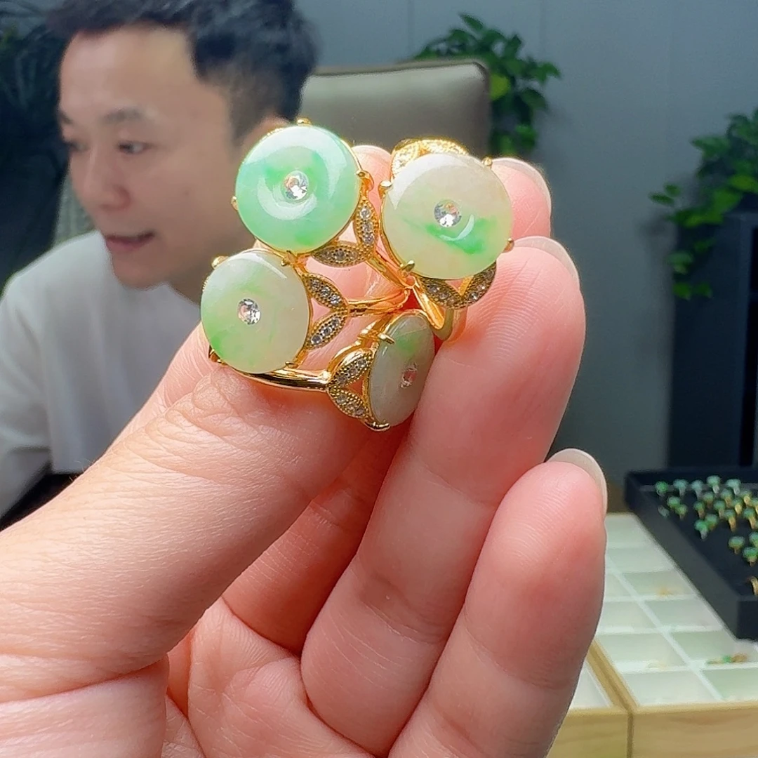 翡翠银S925镶嵌戒指多样性发货其一