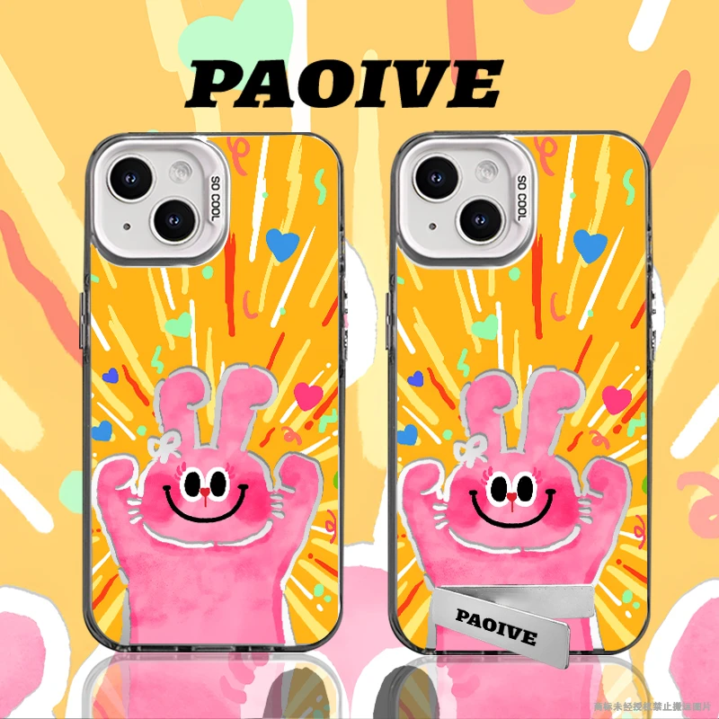 幸运兔创意适用苹果华为vivoiPhone小米三星防摔彩银手机壳