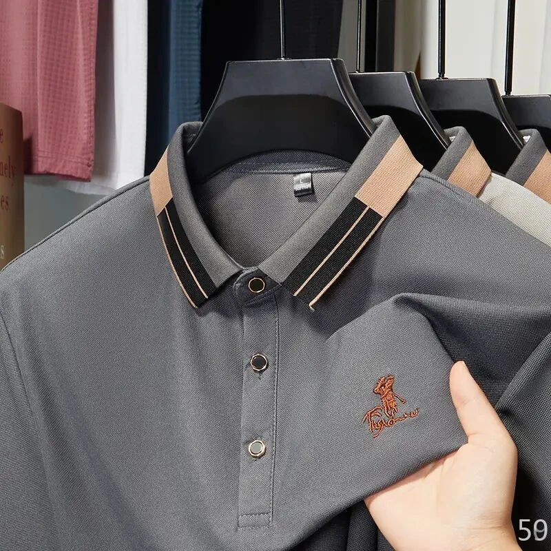 香港撤柜大牌品质高端短袖POLO衫男款夏季翻领宽松休闲POLO衫