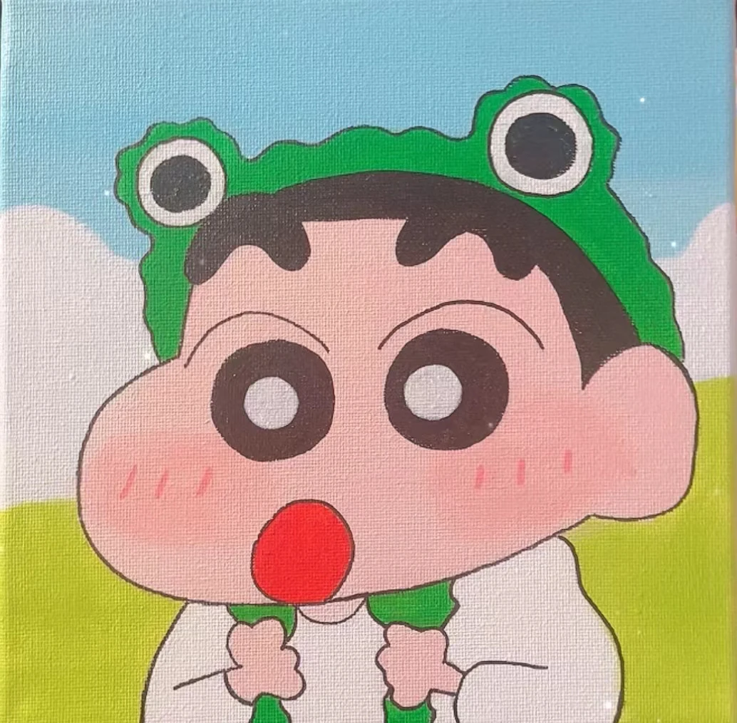 青蛙蜡笔小新50*50纯棉布大格10色十字绣（精准印花）