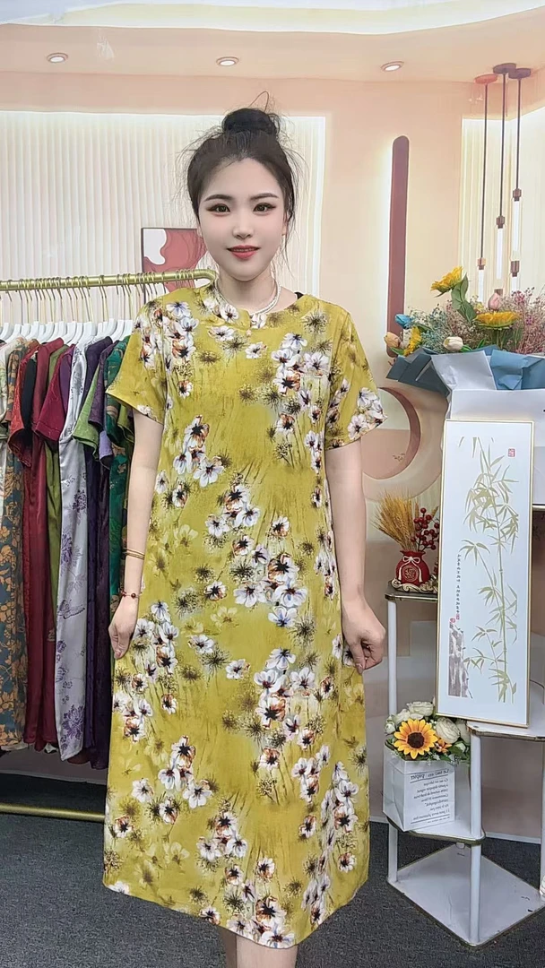 【蒲公英旗袍】2025夏季新款时尚气质显瘦百搭长款新中式旗袍连衣裙